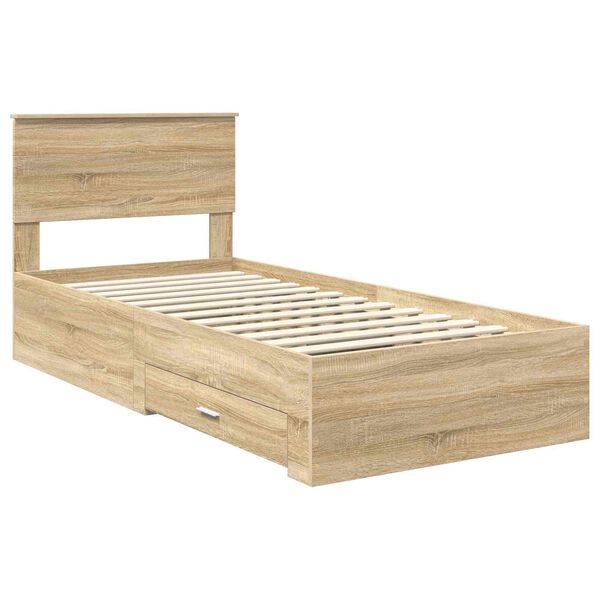 vidaXL Estructura de cama con cabecera Roble Sonoma 100 x 200 cm