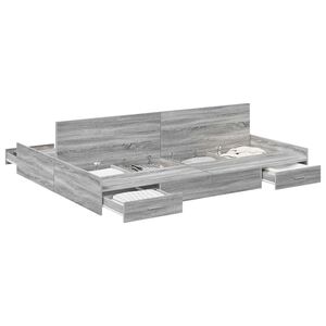 vidaXL Cama con almacenamiento con cabecera Gris Sonoma 140 x 190 cm