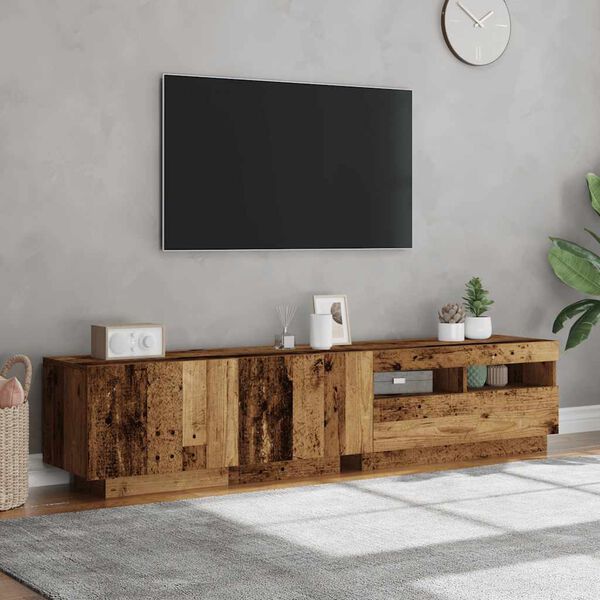 vidaXL Mueble TV luces LED madera ingenier&iacute;a envejecida 180x35x40 cm