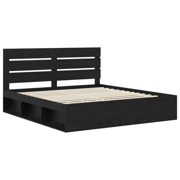 vidaXL Estructura de cama Negro 200 x 200 cm Madera de pino macizo