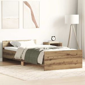 vidaXL Estructura de cama sin colch&oacute;n madera de ingenier&iacute;a roble