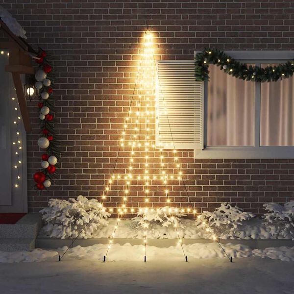 vidaXL &Aacute;rbol de Navidad LED con estacas de tierra C&aacute;lido 306 cm Metal