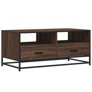 vidaXL Mesa de centro madera ingenier&iacute;a metal roble marr&oacute;n 100x50x45cm