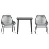 vidaXL Juego comedor jard&iacute;n 3 pzas cojines rat&aacute;n sint&eacute;tico vidrio gris