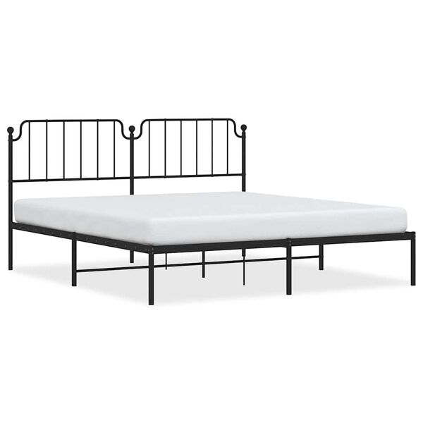 vidaXL Estructura cama sin colch&oacute;n con cabecero metal negro 183x213 cm