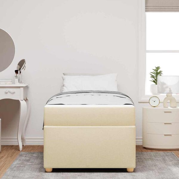 vidaXL Estructura de cama con colch&oacute;n Crema 90 x 200 cm tela