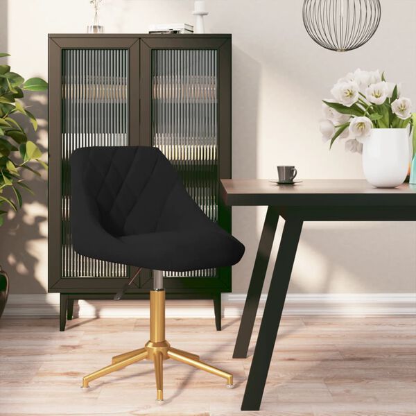 vidaXL Silla de comedor giratoria de terciopelo negro