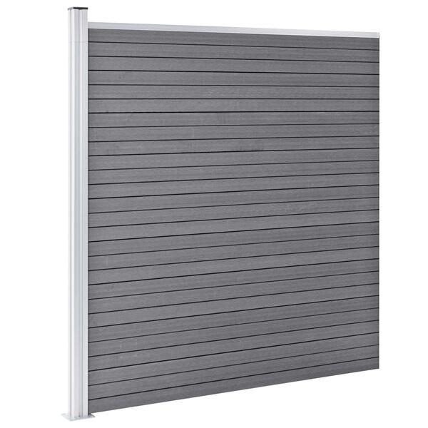 vidaXL Set de valla 6 cuadradas + 1 oblicua WPC gris 1138x186 cm