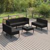 vidaXL Set de muebles de jard&iacute;n 8 pzas y cojines rat&aacute;n sint&eacute;tico negro