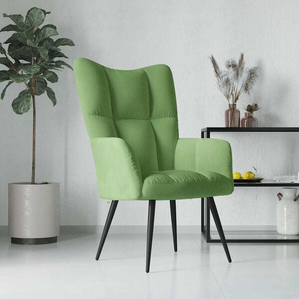 vidaXL Sill&oacute;n de relax de terciopelo verde claro