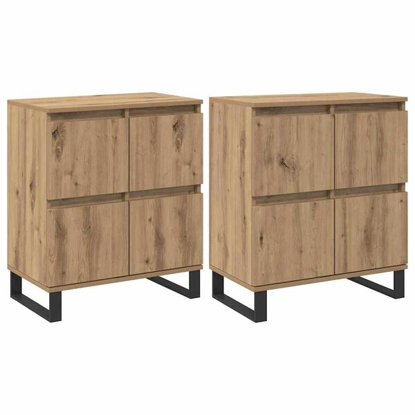 vidaXL Aparador 2 pcs Roble artesanal 60 x 35 x 70 cm