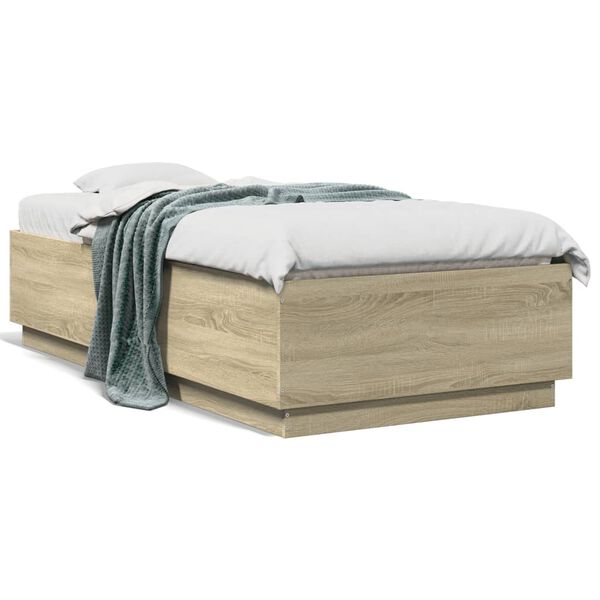 vidaXL Estructura de cama madera de ingenier&iacute;a roble Sonoma 90x190 cm