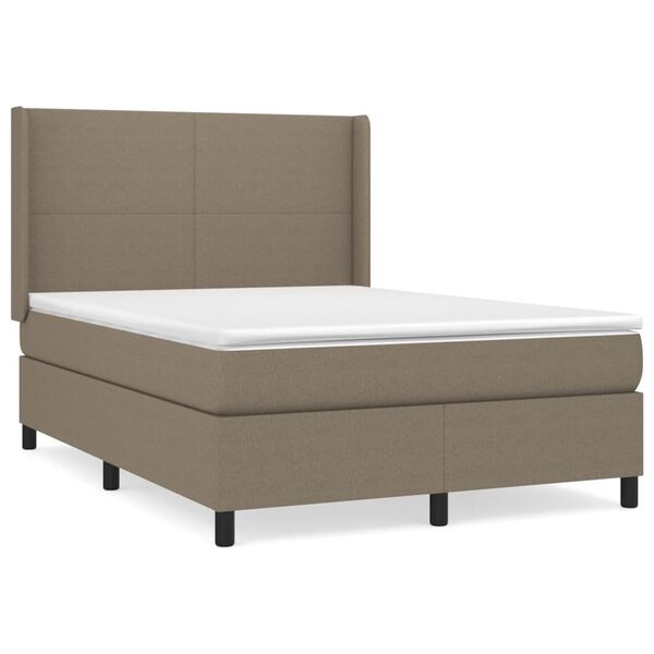 vidaXL Cama box spring con colch&oacute;n tela gris taupe 140x190 cm