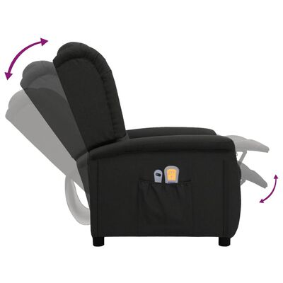vidaXL Sillón reclinable de masaje eléctrico de tela negro