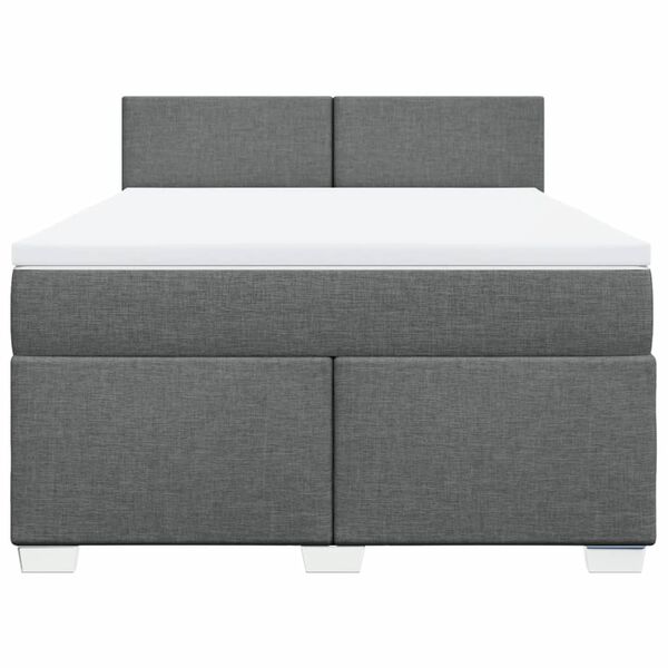 vidaXL Cama box spring con colch&oacute;n tela gris oscuro 160x200 cm