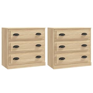 vidaXL Aparadores 2 piezas madera contrachapada color roble sonoma