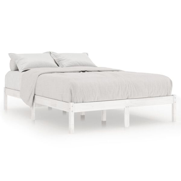 vidaXL Estructura de cama sin colch&oacute;n madera maciza blanco 140x190 cm