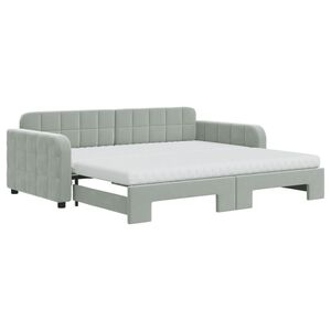 vidaXL Sof&aacute; cama nido con colch&oacute;n terciopelo gris claro 90x190 cm