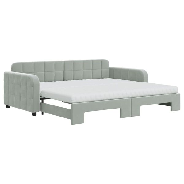 vidaXL Sof&aacute; cama nido con colch&oacute;n terciopelo gris claro 90x190 cm