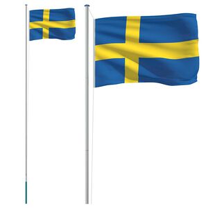 vidaXL M&aacute;stil y bandera de Suecia aluminio 6,08 m