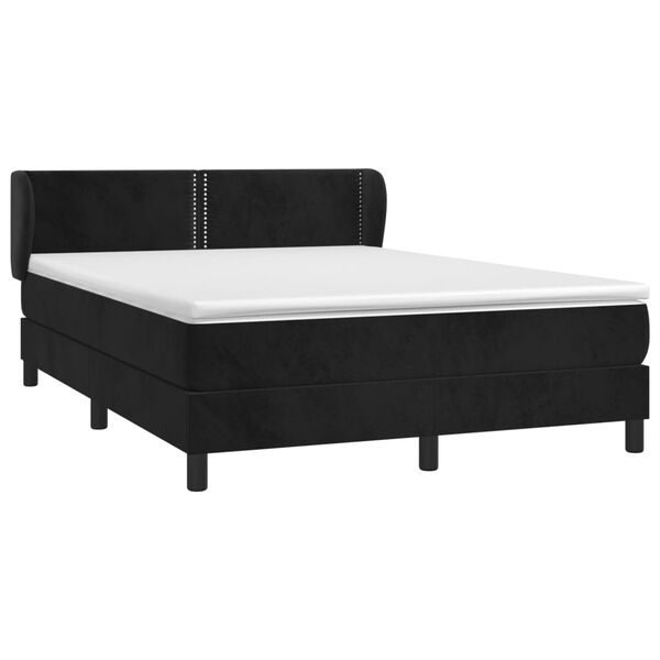 vidaXL Cama box spring con colch&oacute;n terciopelo negro 140x190 cm