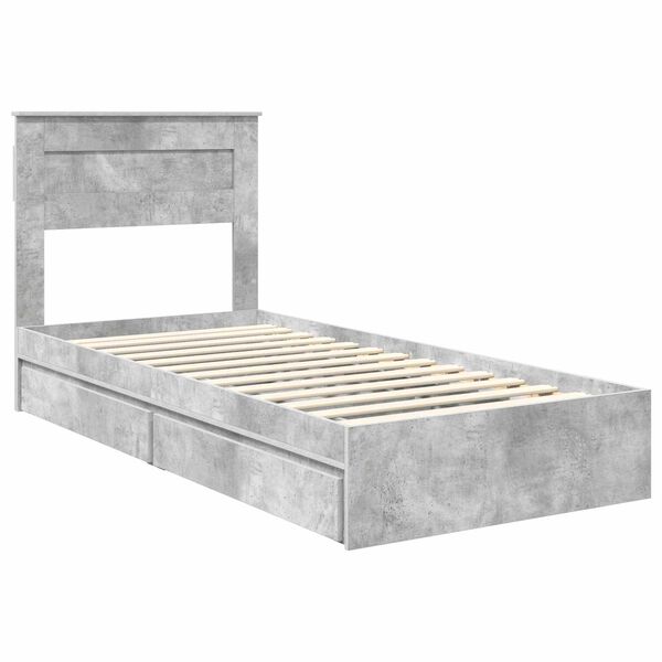 vidaXL Cama con almacenamiento con cabecera Gris Concreto 90 x 190 cm