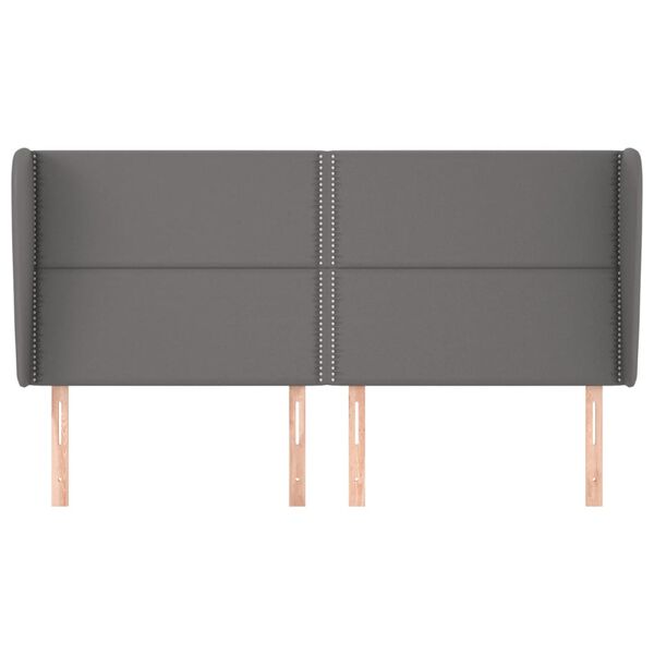 vidaXL Cabecero con orejas cuero sint&eacute;tico gris 163x23x118/128cm