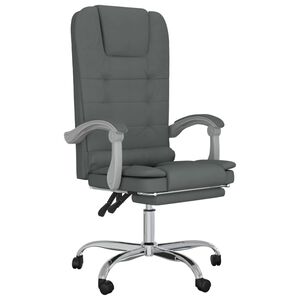 vidaXL Silla de oficina reclinable con masaje de tela gris oscuro