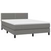 vidaXL Cama box spring colch&oacute;n y luces LED tela gris oscuro 140x190 cm