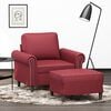 vidaXL Sill&oacute;n con taburete cuero sint&eacute;tico rojo tinto 60 cm