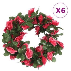 vidaXL Guirnaldas de flores de Navidad 6 uds rojo y rosa 250 cm