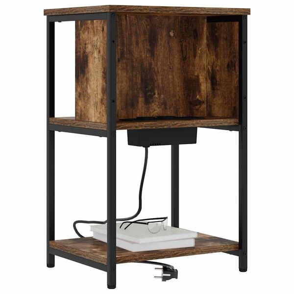 vidaXL Armario de Noche Roble ahumado 38 x 31 x 61 cm