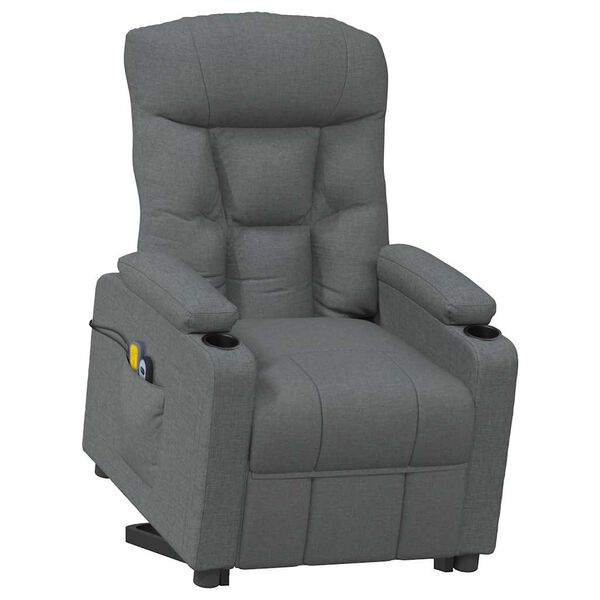 vidaXL Sill&oacute;n de masaje elevable tela gris oscuro
