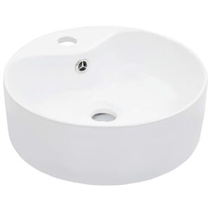 vidaXL Lavabo con rebosadero 36x13 cm cer&aacute;mica blanco