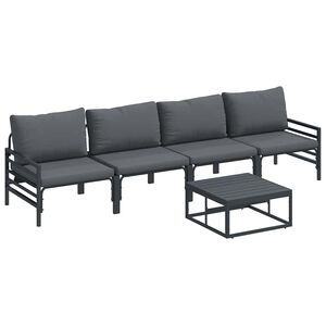 vidaXL Conjunto de sof&aacute;s de jard&iacute;n 5 uds. Negro Acero