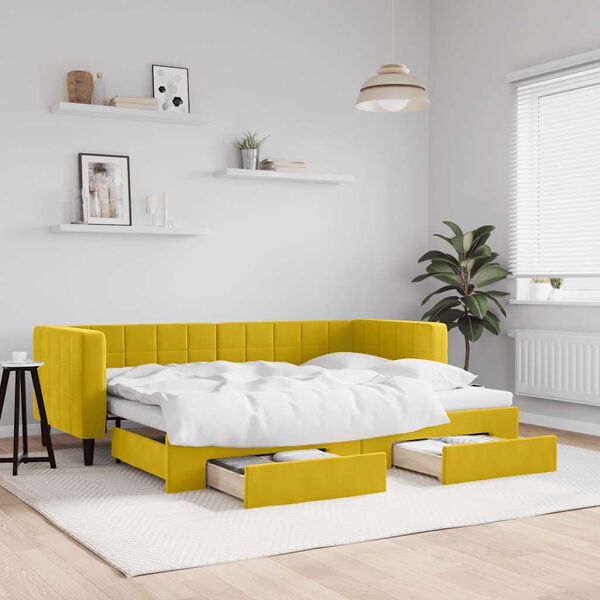 vidaXL Sofá cama nido con cajones terciopelo amarillo 80x200 cm