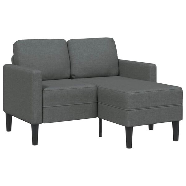 vidaXL Sof&aacute; de 2 plazas con chaise longue en forma de L, color gris oscuro, 125 cm, tela,