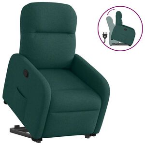 vidaXL Sill&oacute;n reclinable elevable tela verde oscuro