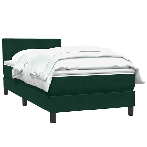 vidaXL Cama box spring con colch&oacute;n terciopelo verde oscuro 100x220 cm