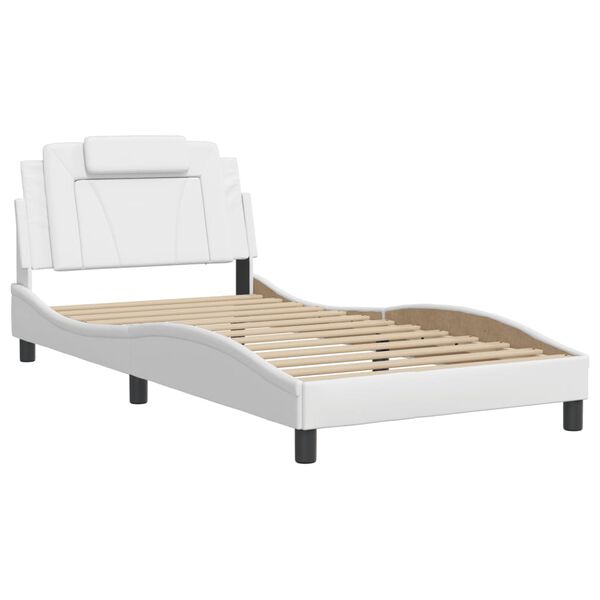vidaXL Estructura de cama Viana con LED sin colch&oacute;n blanco 100x203 cm