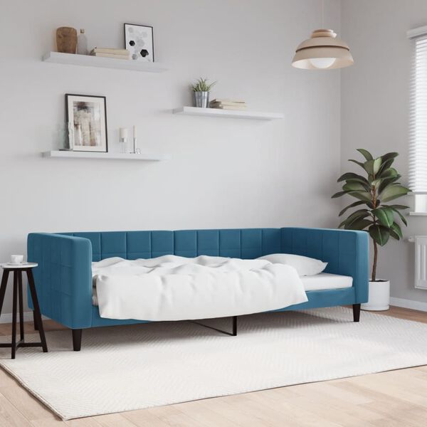 vidaXL Sof&aacute; cama sin colch&oacute;n terciopelo azul 90x200 cm