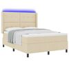 vidaXL Cama Box Spring LED con colch&oacute;n Crema 140 x 190 cm tela
