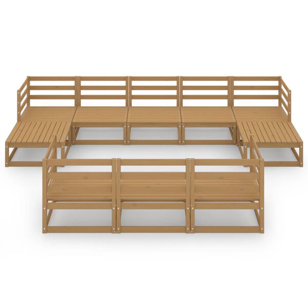 vidaXL Juego de muebles de jard&iacute;n 10 piezas madera maciza de pino