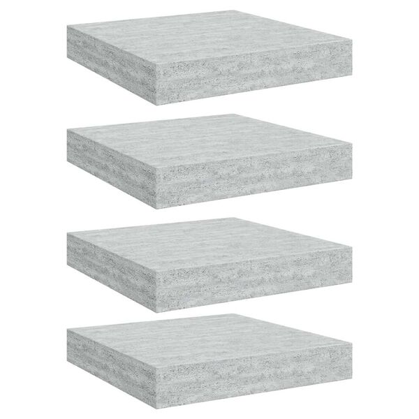 vidaXL Estante flotante pared 4 uds MDF gris hormig&oacute;n 23x23,5x3,8 cm