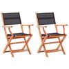 vidaXL Sillas plegables jard&iacute;n 2 uds madera eucalipto textilene negro