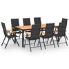 vidaXL Juego de comedor para jard&iacute;n 9 piezas negro y marr&oacute;n