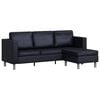 vidaXL Sof&aacute; modular de 3 plazas de cuero artificial negro