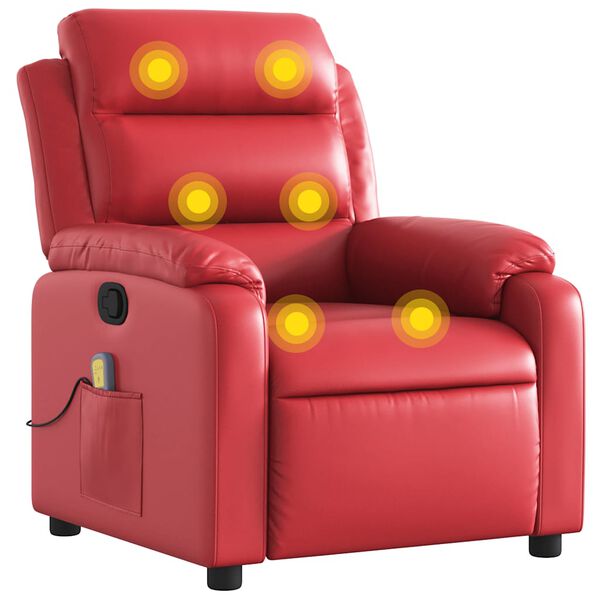 vidaXL Sill&oacute;n de masaje reclinable cuero sint&eacute;tico rojo