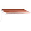 vidaXL Toldo retr&aacute;ctil manual con luz LED naranja y marr&oacute;n 400x350 cm