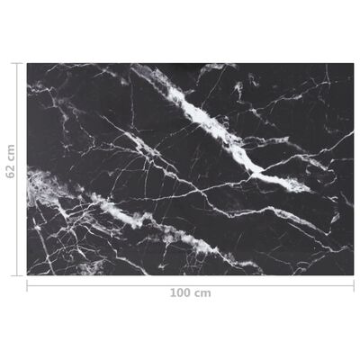 vidaXL Tablero mesa diseño mármol vidrio templado negro 100x62 cm 8 mm